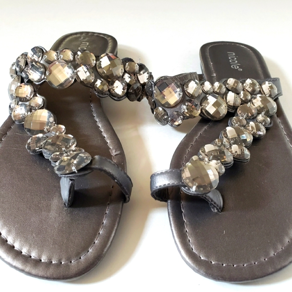 NWOT Nicole Sandals size 6 Shiny! - Picture 3 of 6